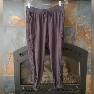 Gap Women's Charcoal Grey Soft Viscose Utility Joggers with drawstring size med